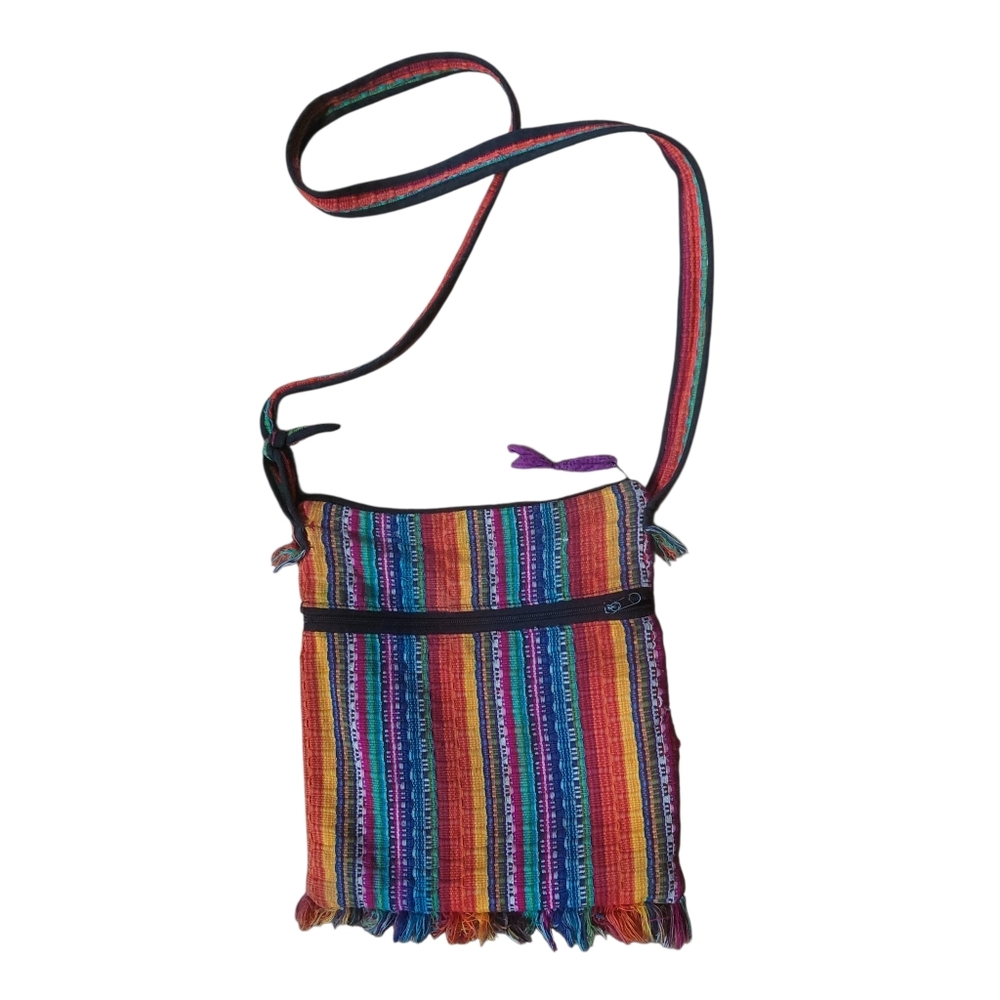 Colorful Striped Boho Sryle Zippered Crossbody Bag Small